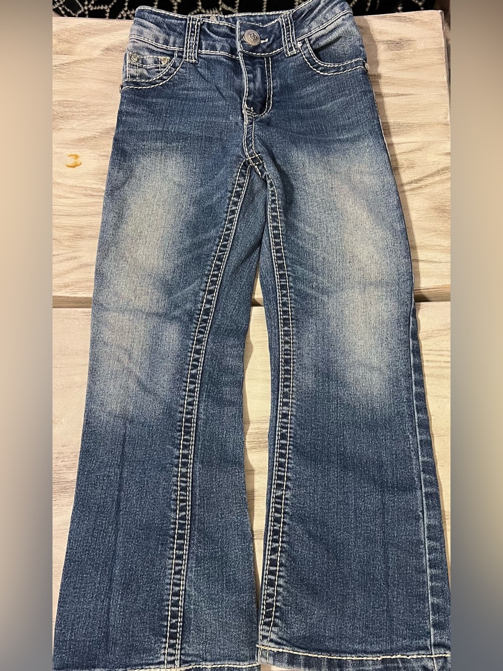 Wired Heart Girls 6X Cross Rhinestone Bootcut Jeans Western Y2K